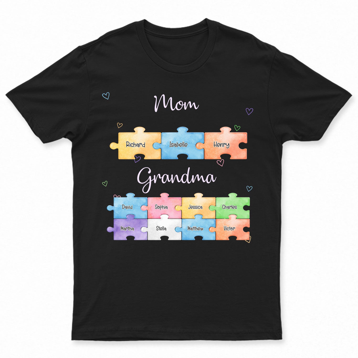 Mom Grandma Puzzle – Gift For Mom, Grandma – Personalized Custom T Shirt