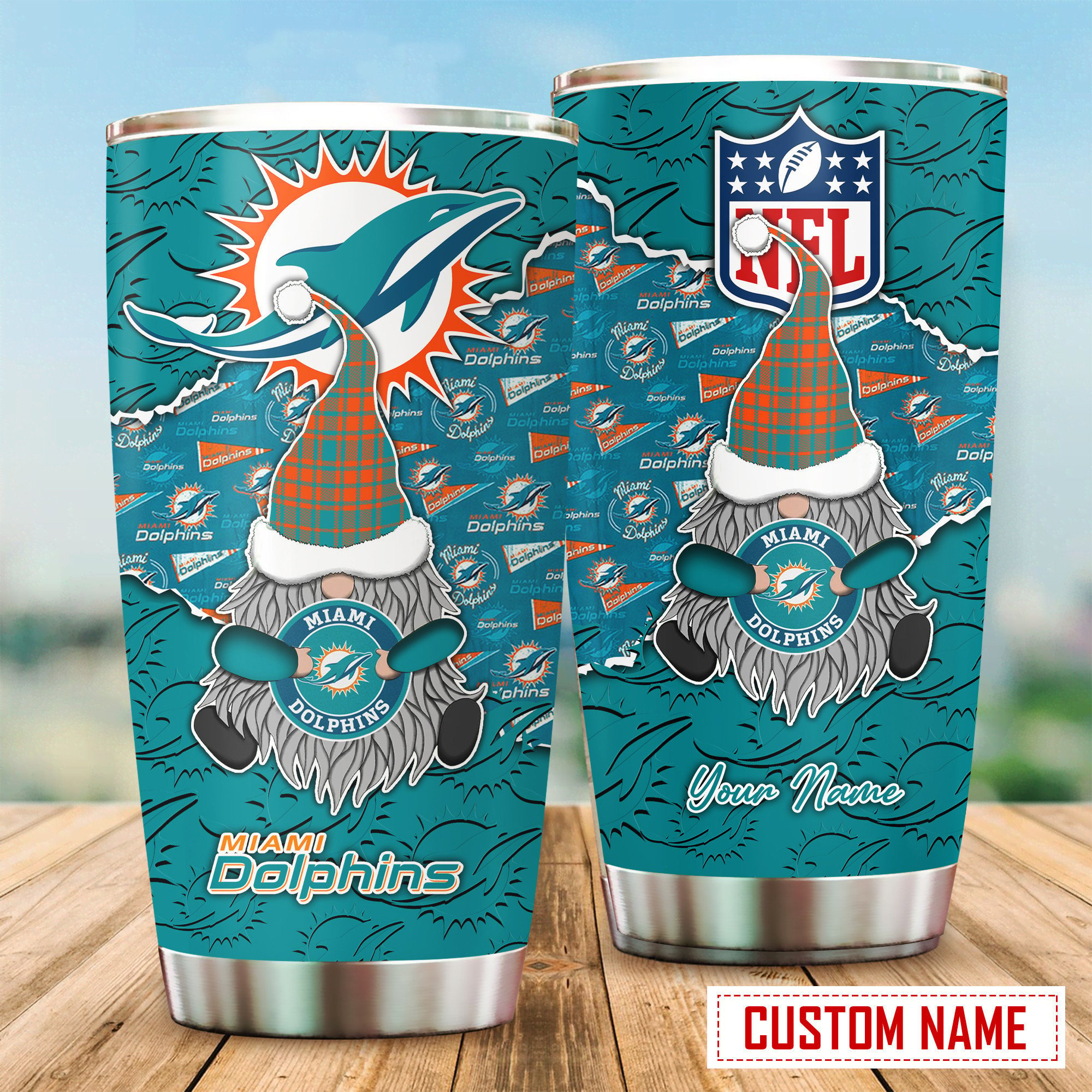 Miami Dolphins Custom Name Tumbler Bg357