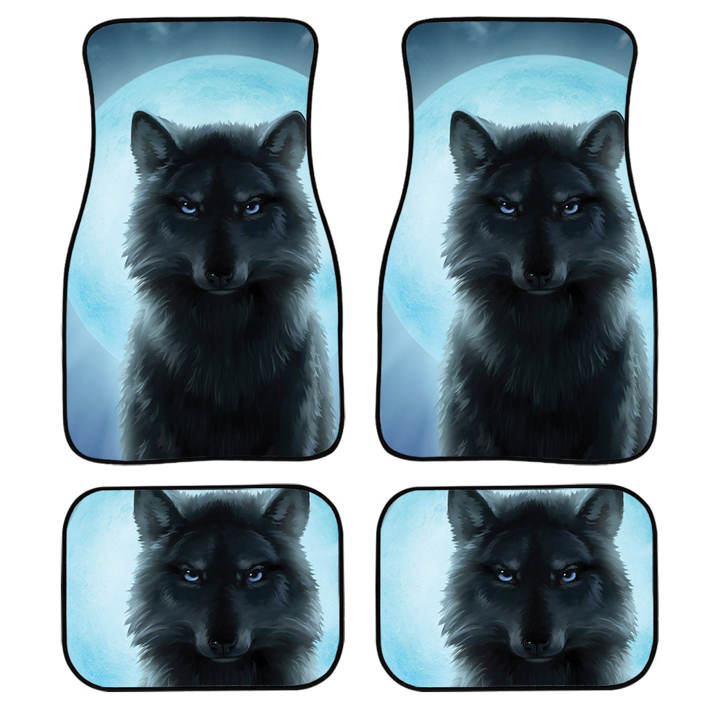 Moonlight Wolf Print Front And Back Car Floor Mats, Front Car Mat