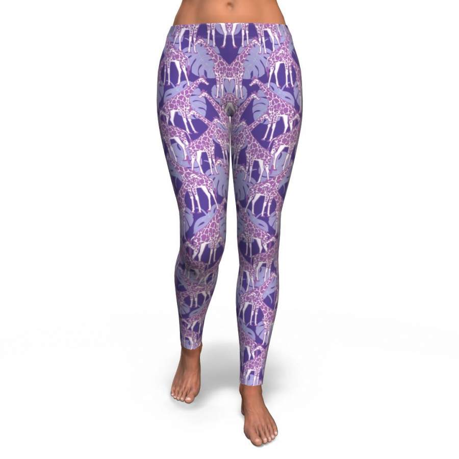 Giraffe Purple Pattern Print Pattern Women Leggings