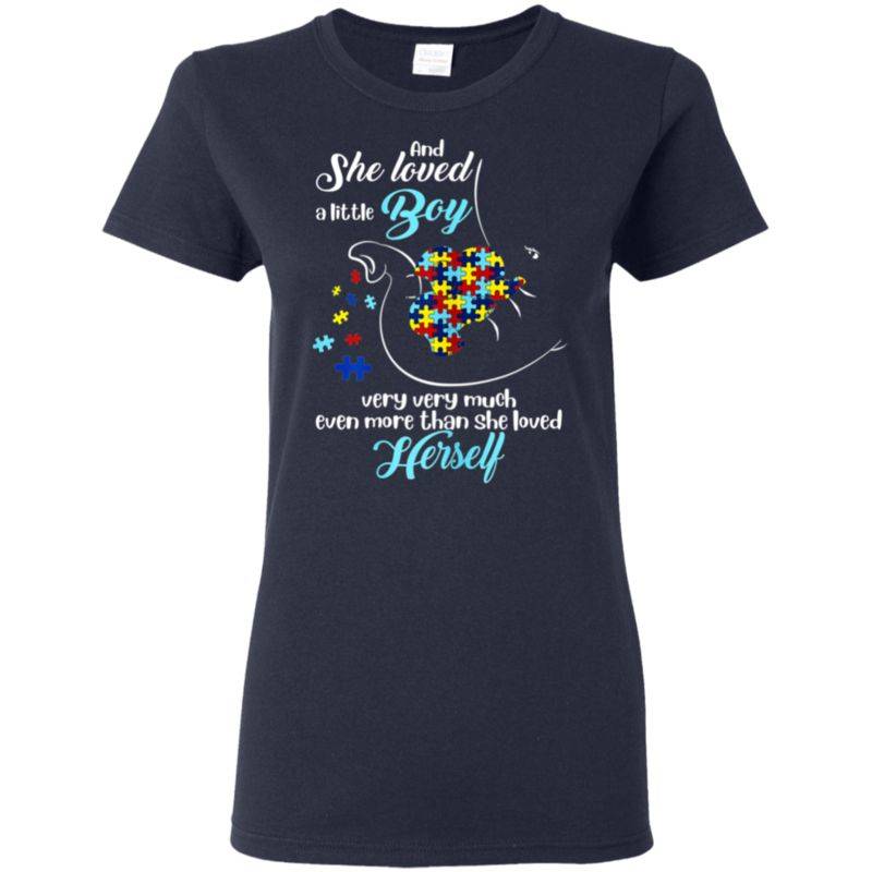 Check Out This Awesome Autism Awareness And She Loved A Little Boy Elephant Shirt G500l Gildan Ladies’ 5.3 Oz. T-shirt