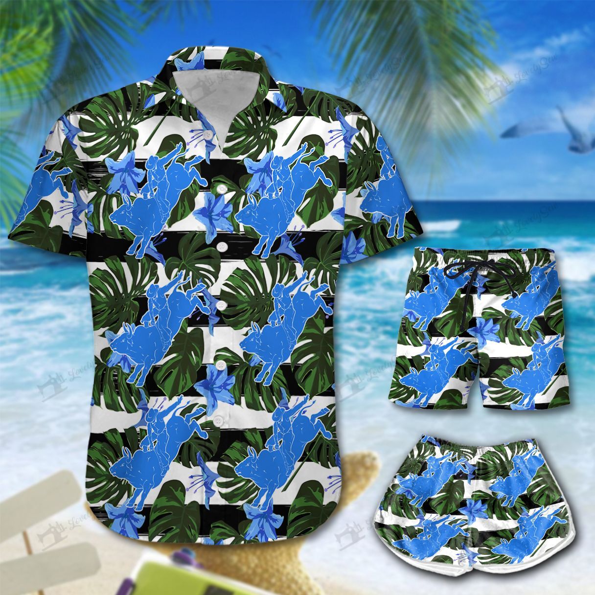 Bull Riding Hawaiian Shirt Shorts Ha105520