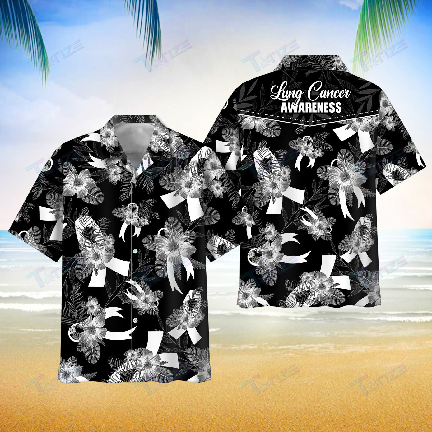 Lung Cancer Awareness Aloha All Over Printed Hawaii Shirt Size S Ha50945