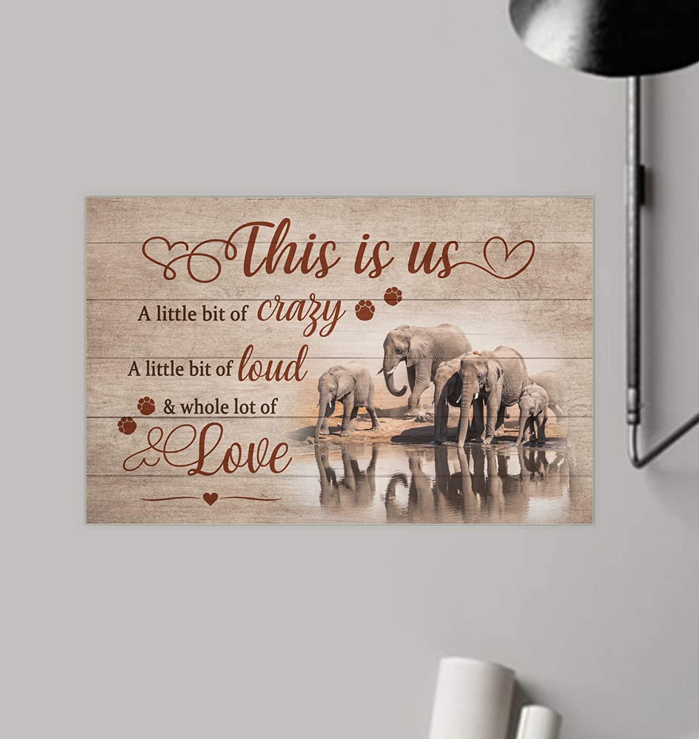 Vintage Elephant – Whole Of Love Bit Of Loud Poster Art Print      Home Decor Gift For Men Women Family Friend On Birthday Xmas