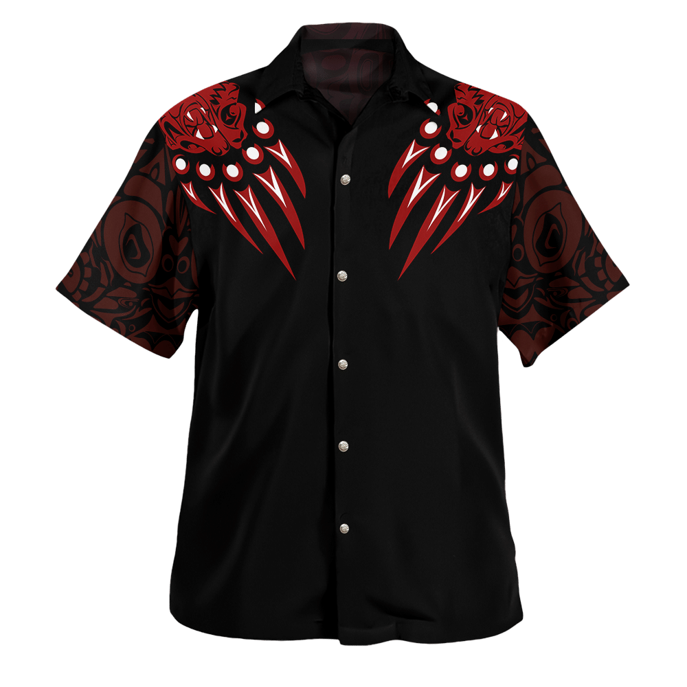 The Mato Unisex Fashion Black And Red Color All Over Print Hawaiian Shirt Ha98961