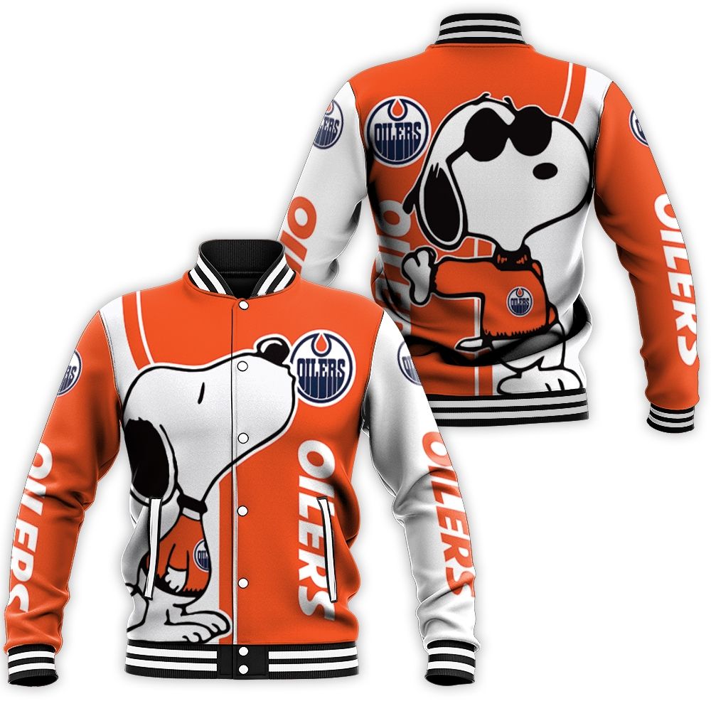 Edmonton Oilers Snoopy Lover Baseball Jacket