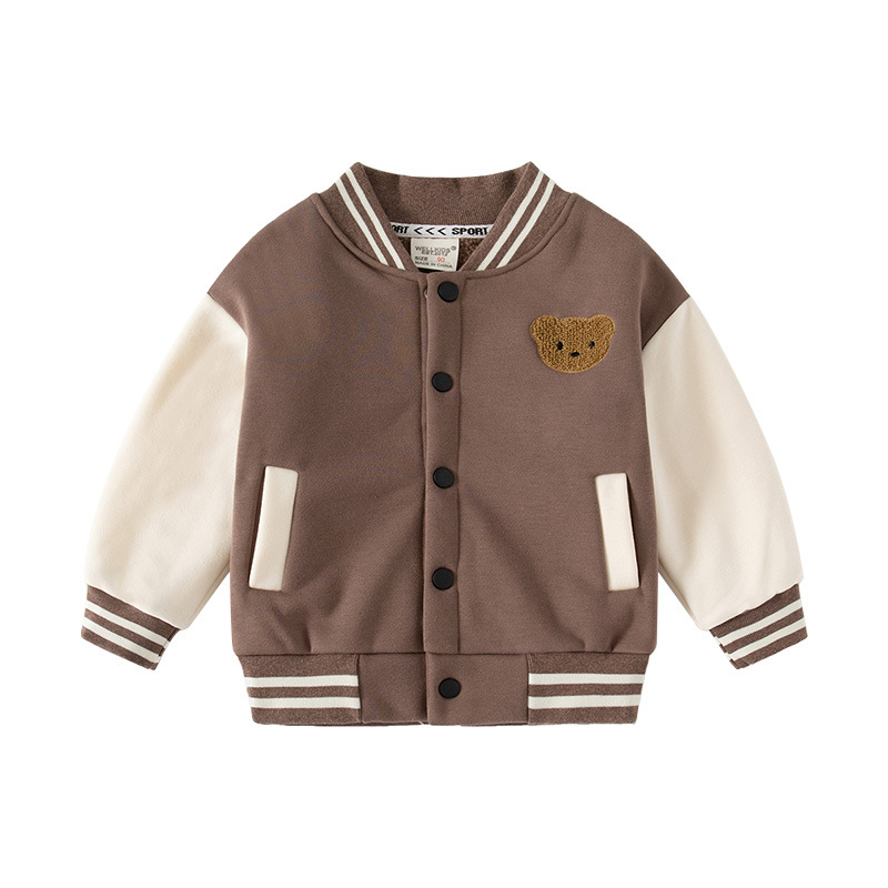 Cute Baby Boy Girl Coat Korean Autumn Kids Cardigan Bear Print Cute Casual Bomber Jacket Newborn Infant Coat Toddler Clothing alx