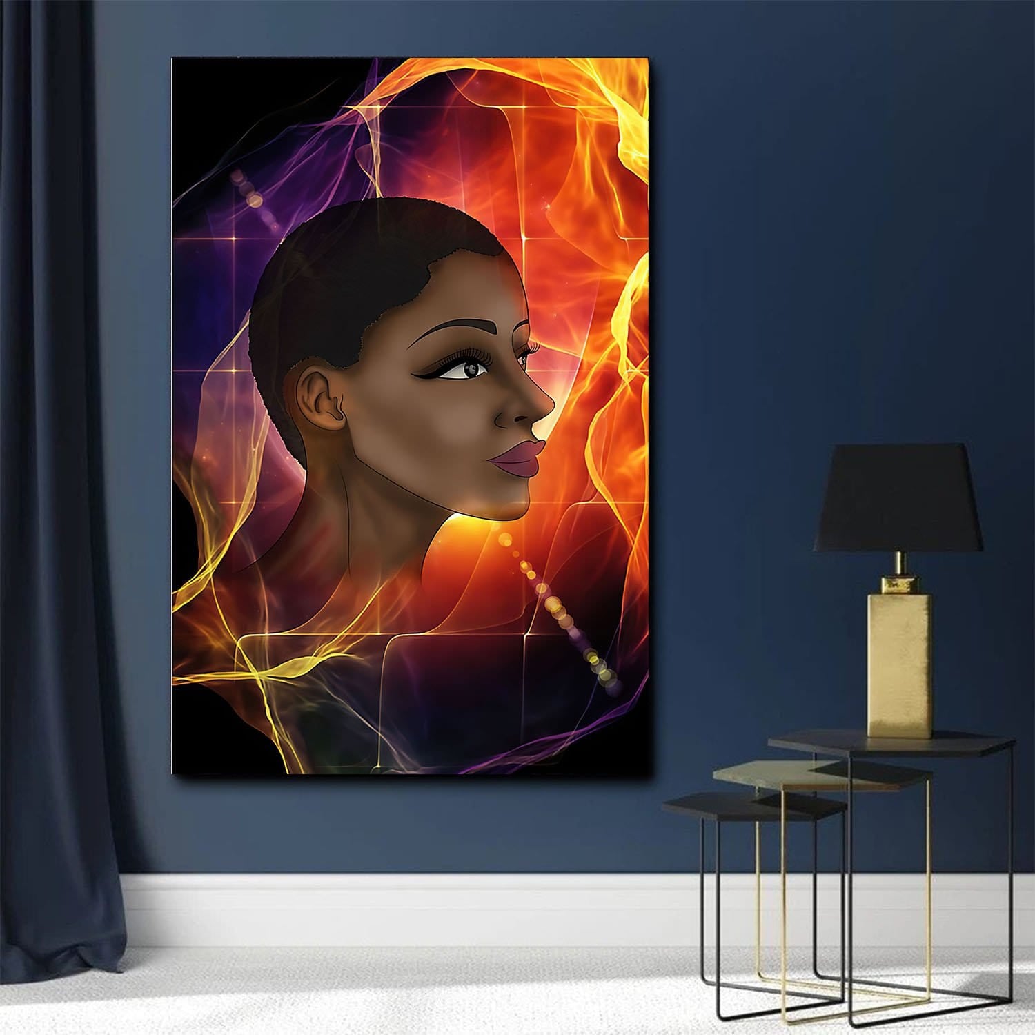 African American Cartoon Poster Strong Black Girl Minimalist Wall Art