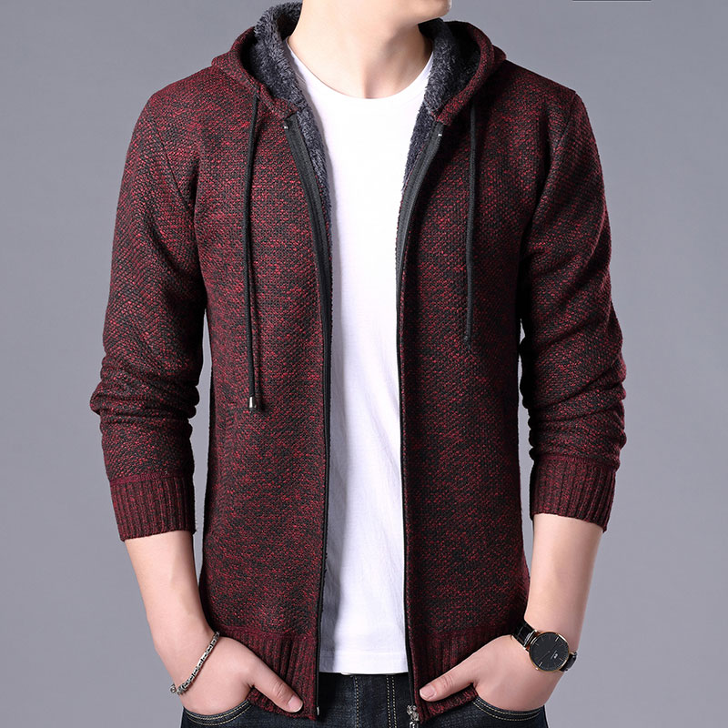 Benefits of Free Autumn Korean Hooded Men Thick Sweaters with Velvet Men’s Cardigan Knitted Sweatercoats Solid Jacket Male M-3XL alx