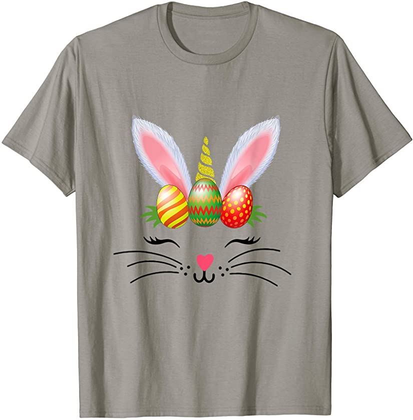 Cute Easter Bunny Unicorn Face Shirt For Girls Women T-Shirt