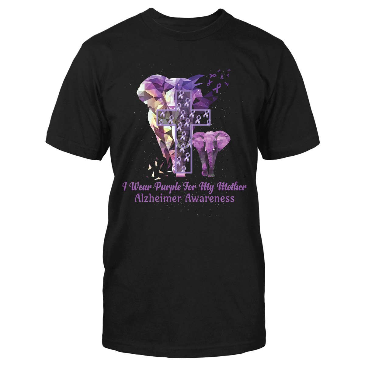 I Wear Purple For My Mother Alzheimer Awareness, Elephant Awareness Ribbon Classic T-Shirt