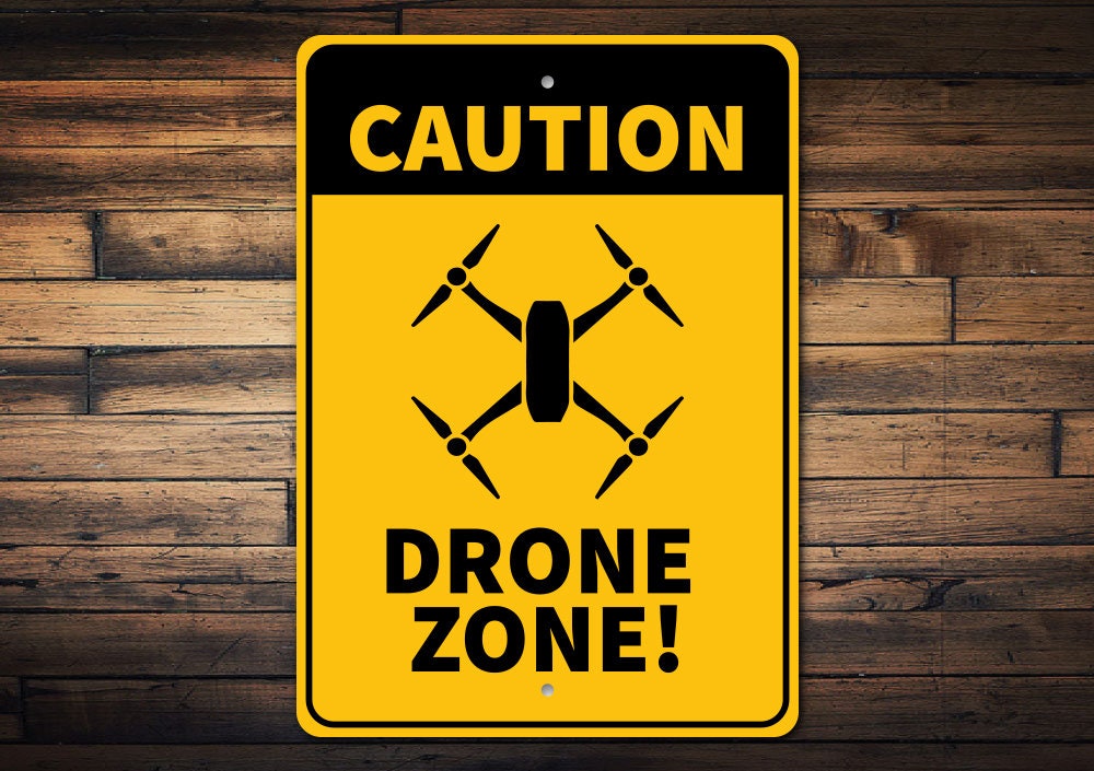 Caution Drone Zone, Drone Lovers, Drone Zone, Drone Parking, Drone Decor, Kid Drone Room, Drone Gift, Drone Hobby- Quality Metal Decorations