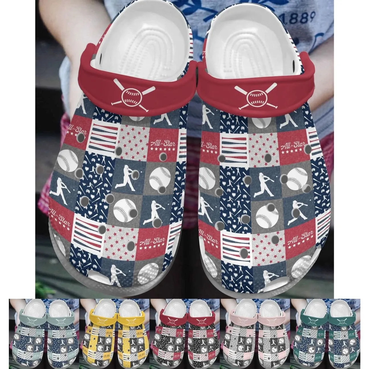 Baseball Personalize Clog Custom Crocss Fashionstyle Comfortable For Women Men Kid Print 3D Whitesole All Star