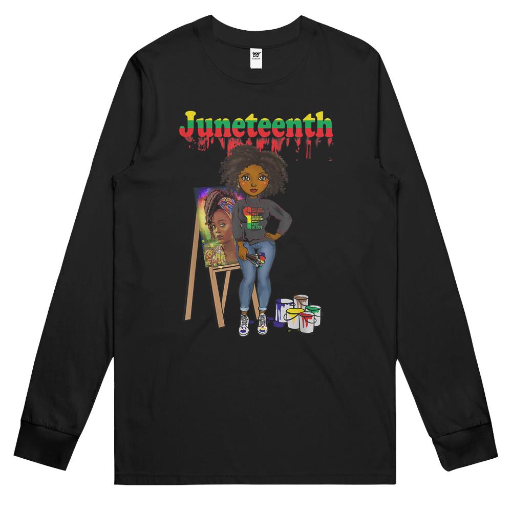 Juneteenth Shirt, Juneteenth Long Sleeve Long Sleeve T Shirtss, Juneteenth Tee Shirts, Juneteenth Black Women Melanin Artist Women Long Sleeve T Shirts