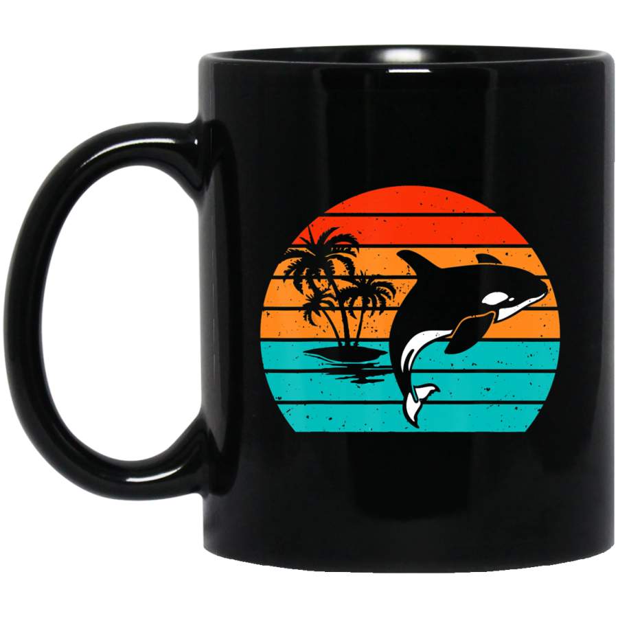 Vintage Sunset Orca – Retro Whale Sea Activists Coffee Mug