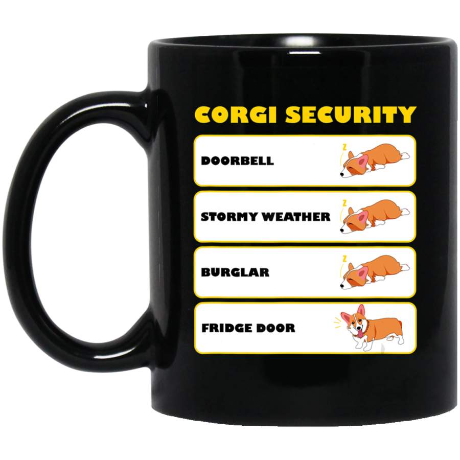 Corgi Security Cute Puppy Corgi Funny Dog Lovers Black Mug Pet Owner, Dog Dad Mom Lover, Best Friends Gifts Funny Sayings Slogan Cute