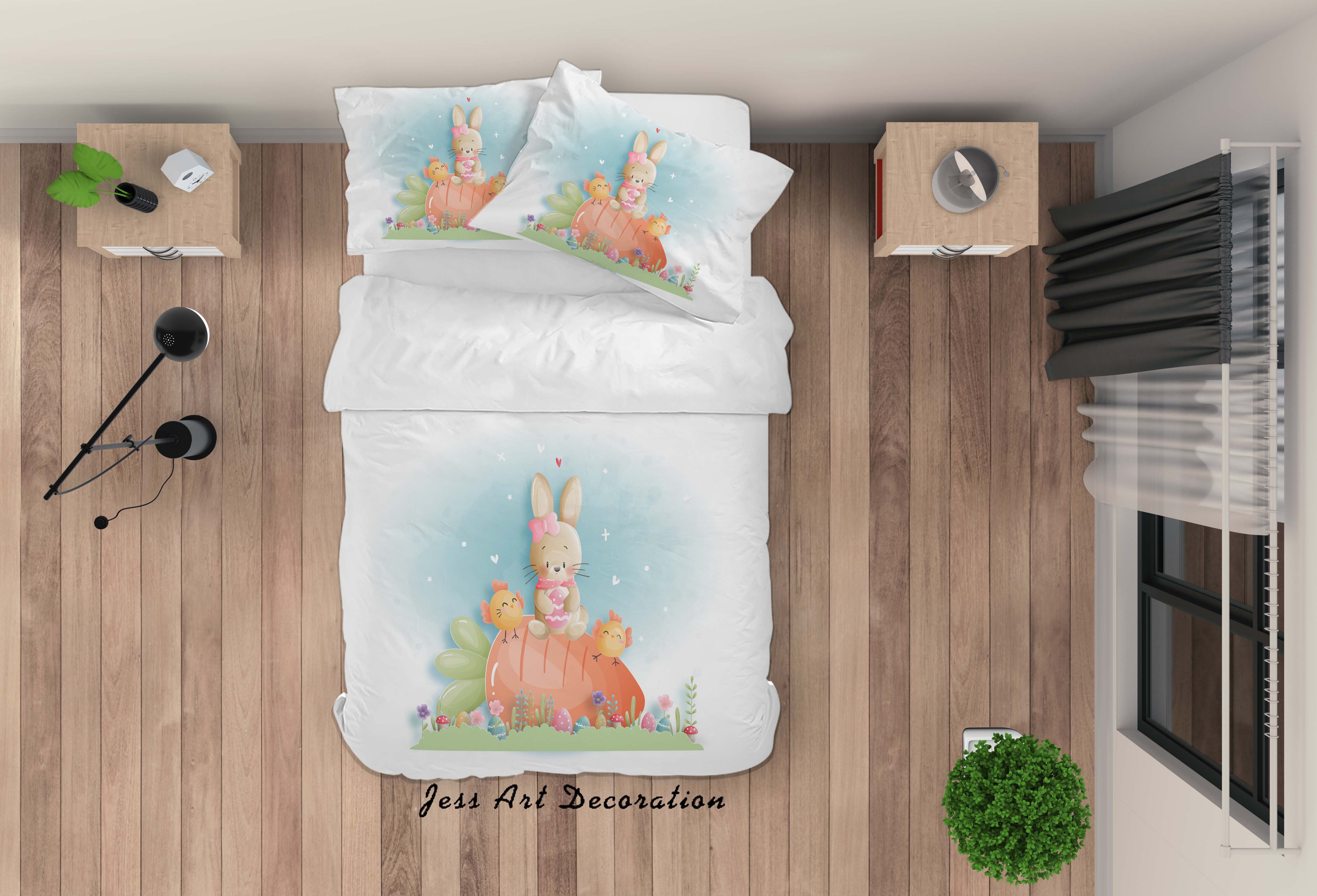 3D Rabbit Chick Carrot Quilt Cover Set Bedding Set Duvet Cover Pillowcases Sf77