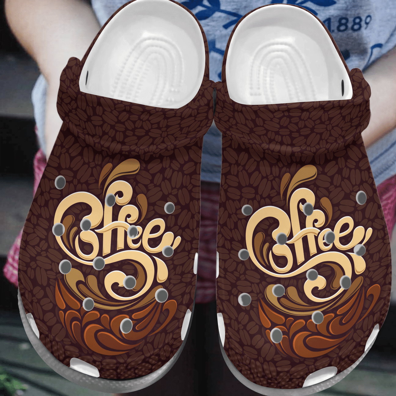 Coffee Personalized Clog, Custom Name, Text, Color, Number Fashion Style For Women, Men, Kid, Print 3D Coffee Beans