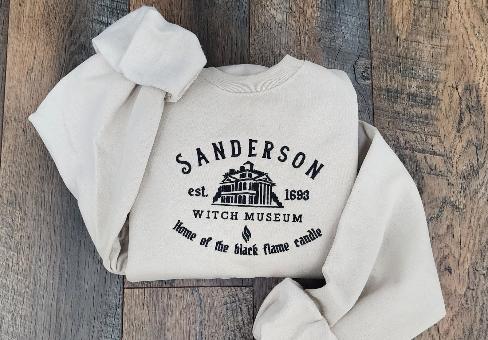 Sanderson Witch Museum Embroidered Sweatshirt 2D Crewneck Sweatshirt All Over Print Sweatshirt For Women Sweatshirt For Men Sws2522