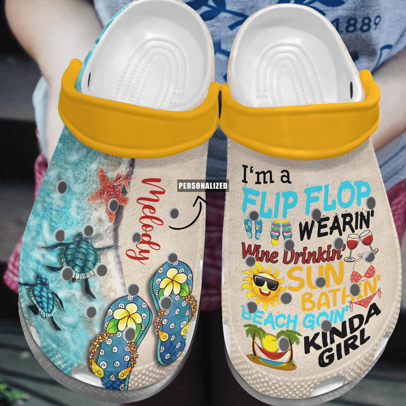 Flip Flop Kinda Girl Personalized Clog, Custom Name, Text, Color, Number Fashion Style For Women, Men, Kid, Print 3D