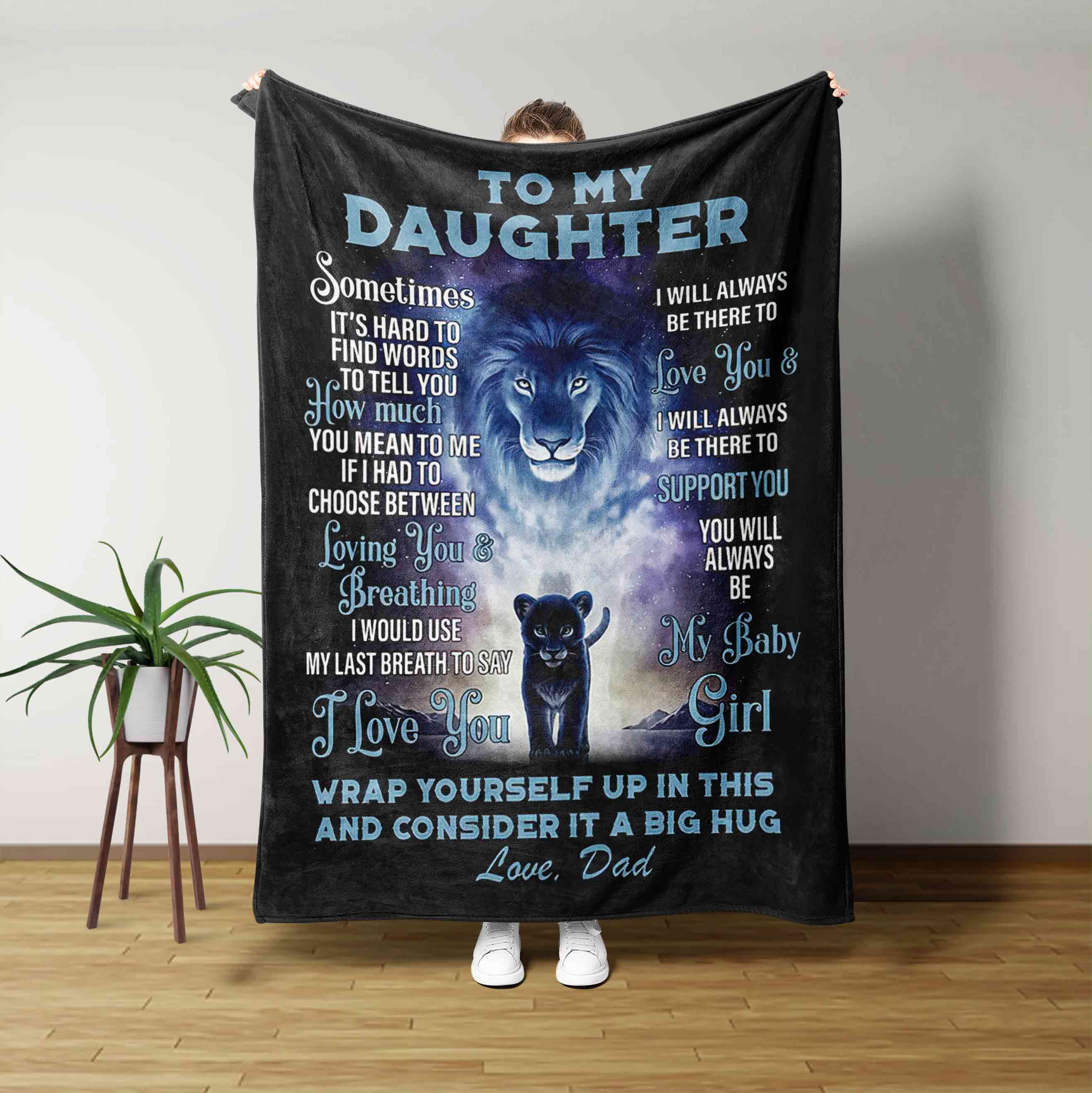 To My Daughter Blanket, Lion Blanket, Daughter Blanket, Daughter Blanket From Dad Blanket, Custom Name Blanket