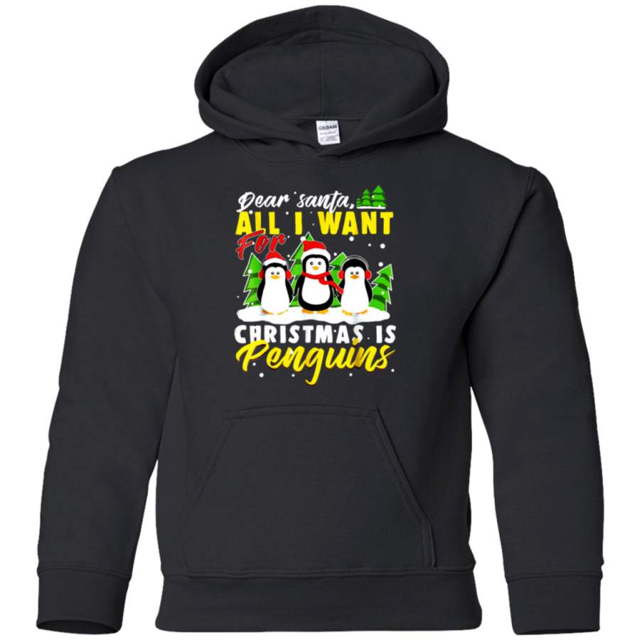 AGR Dear Santa All I Want For Christmas Is Penguins Funny T-shirt youth hoodie