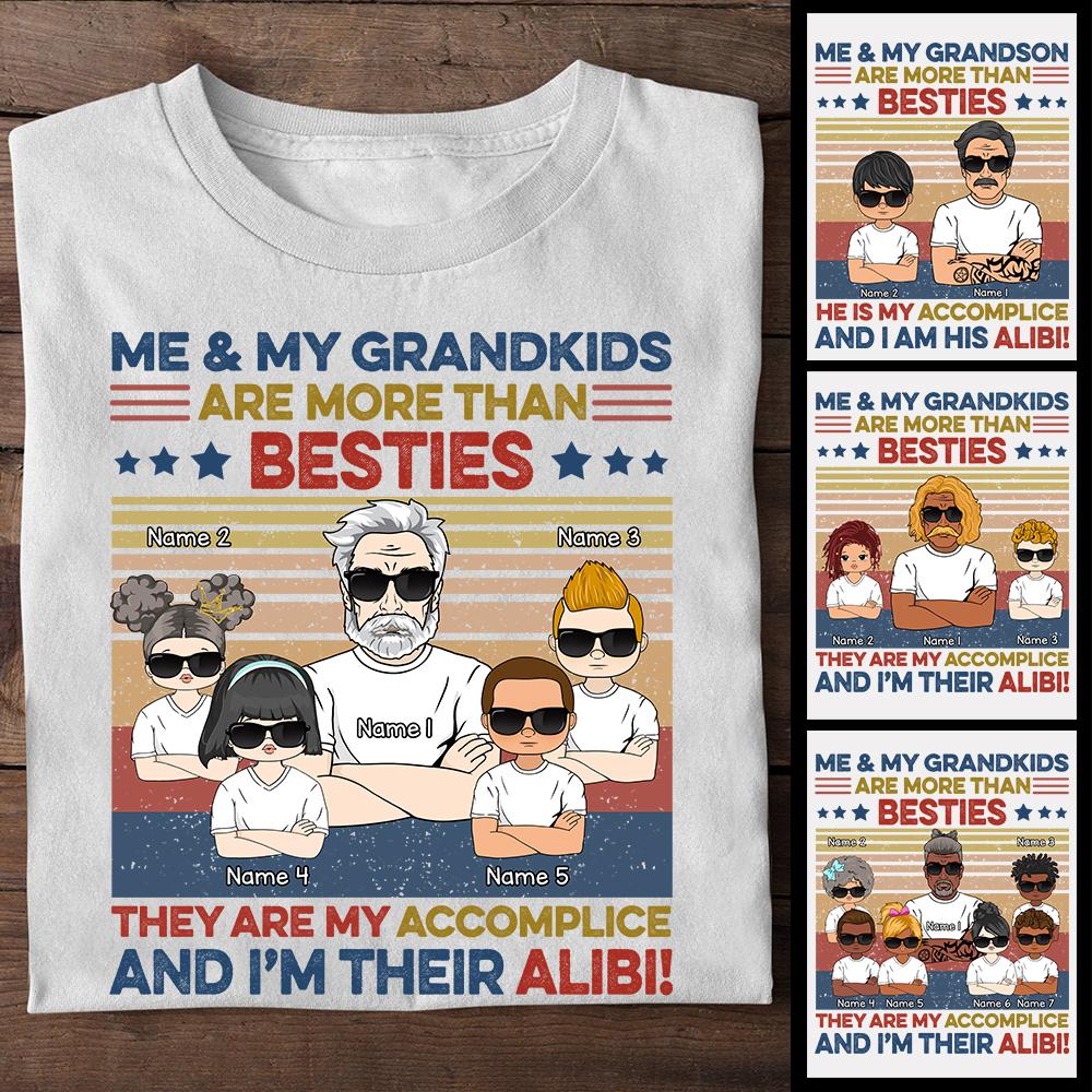 Personalized Grandpa Retro Vintage Shirt Me And My Grandkids Are More Than Besties Shirt Gift For Grandpa Papa