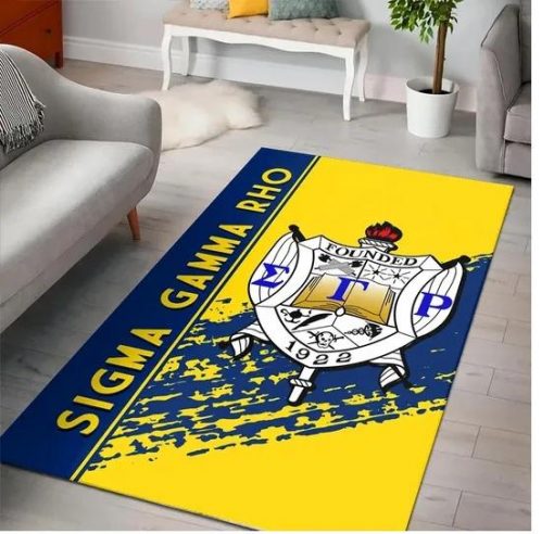 Sigma Gamma Rho 1922 Emblem Royal Blue And Yellow Rug