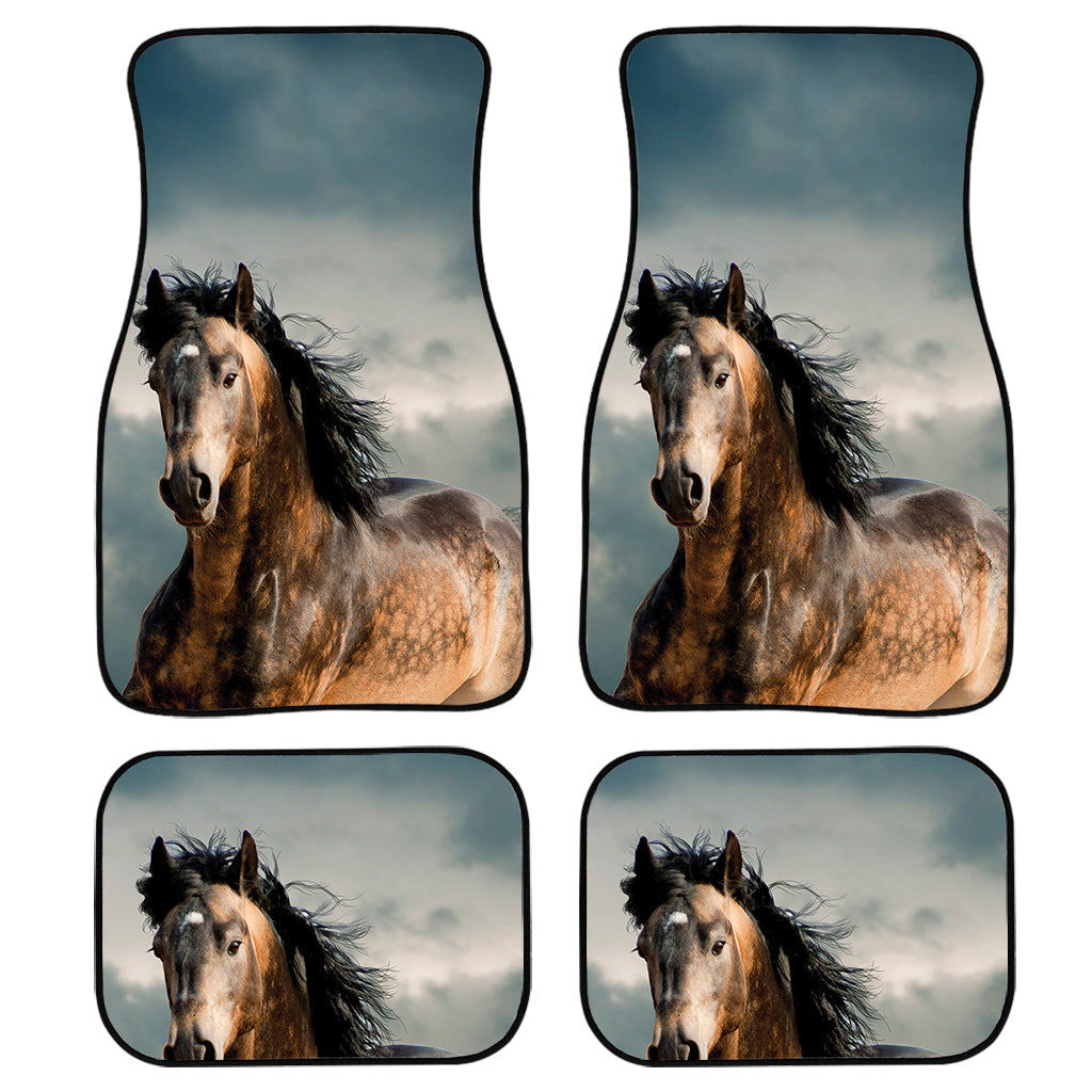 Running Wild Stallion Horse Print Front And Back Car Floor Mats, Front Car Mat