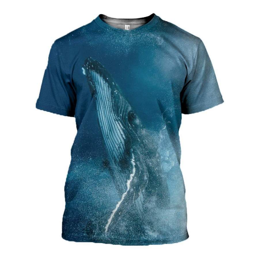 3D Printed Blue Whale T-Shirt Cool Beautiful