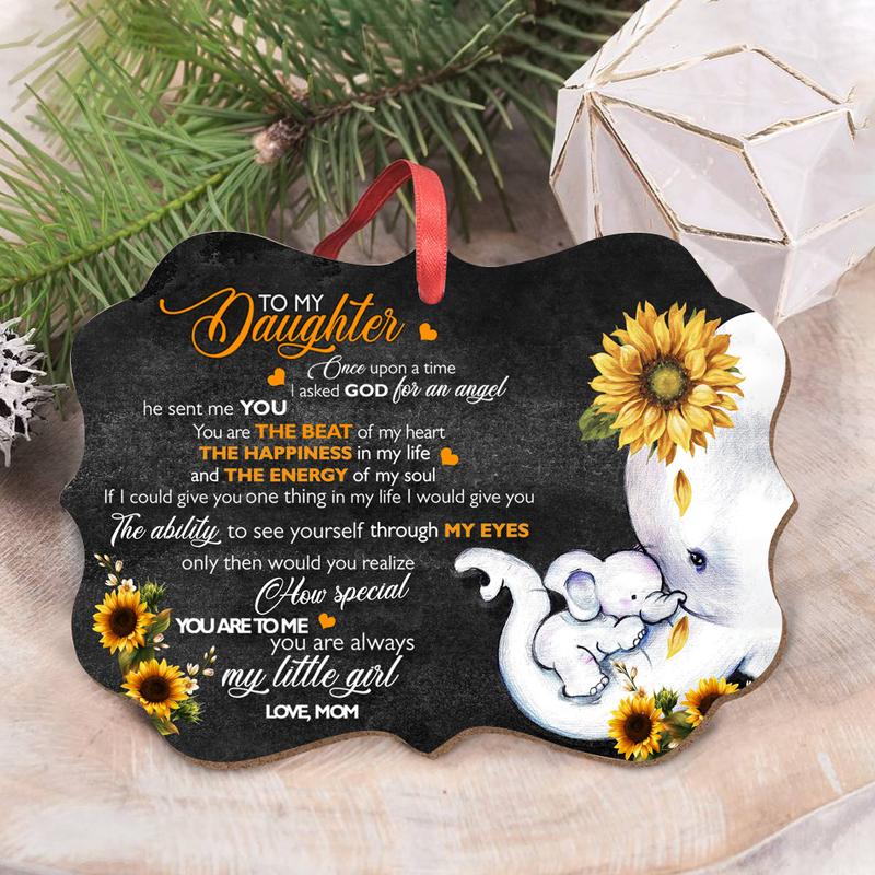 Elephant To My Daughter You Will Always To My Little Girl Wood Ornament, Mother And Daughter Ornament