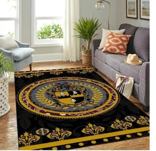 Alpha Phi Alpha 1906 Crest Circle Pattern Black Rug