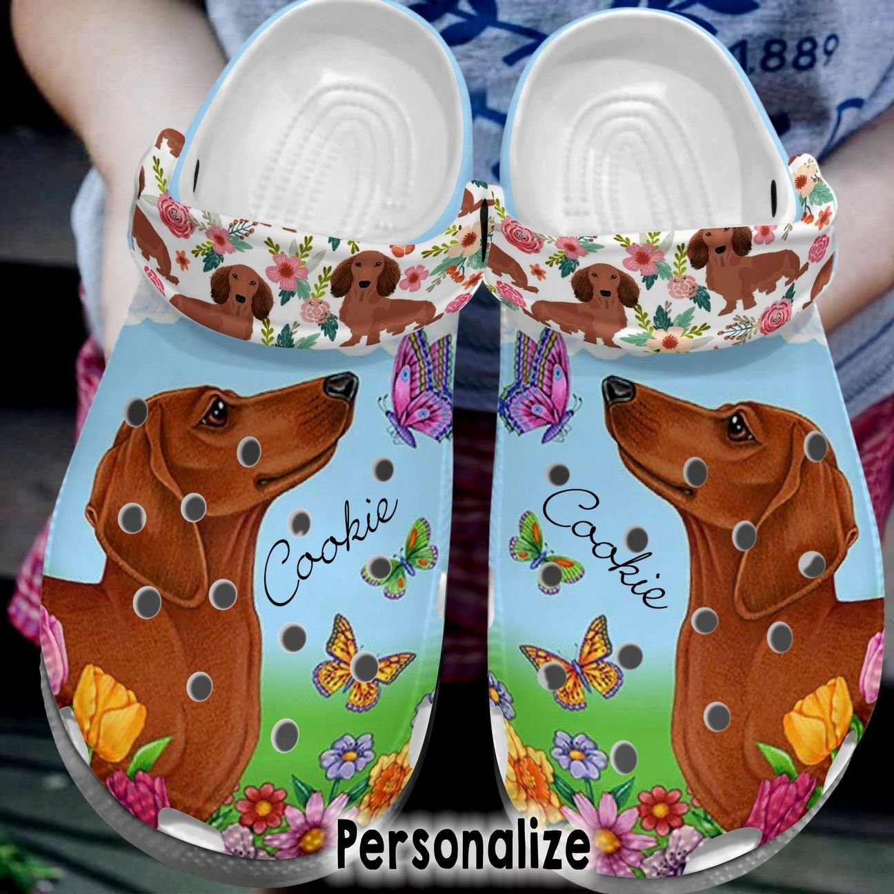 Dachshund Personalized Clog, Custom Name, Text, Color, Number Fashion Style For Women, Men, Kid, Print 3D Chilling Dachshund 2.0