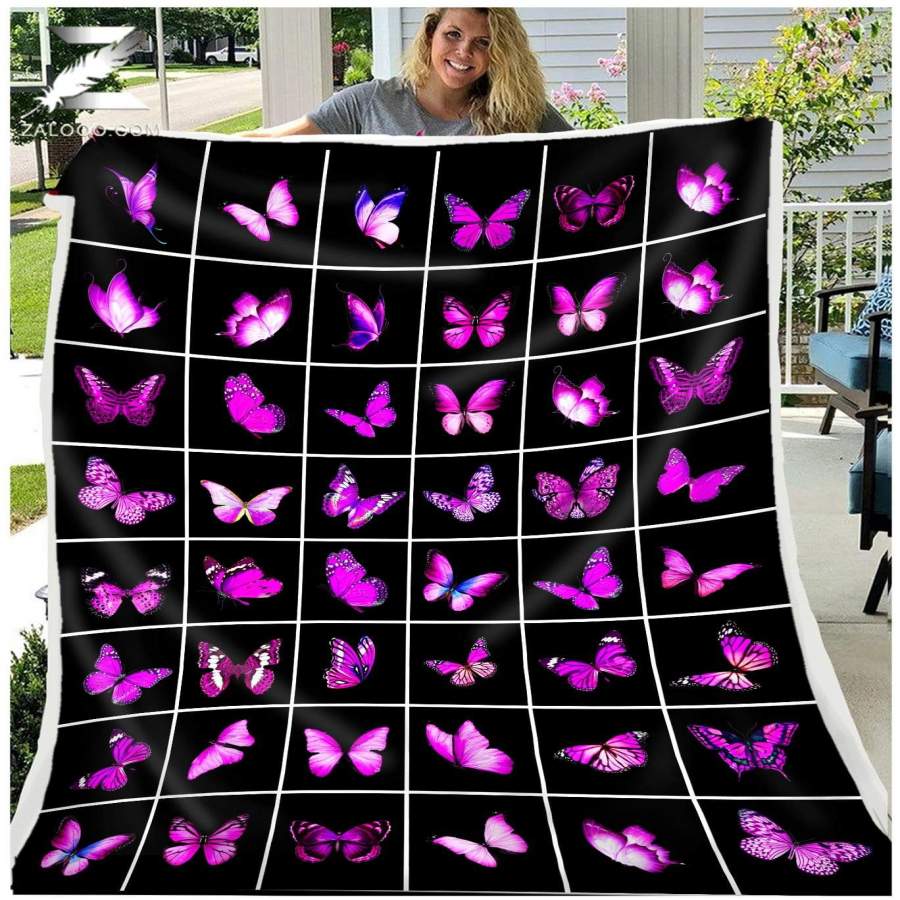 Zalooo – Fleece Blanket – BUTTERFLY – Violet