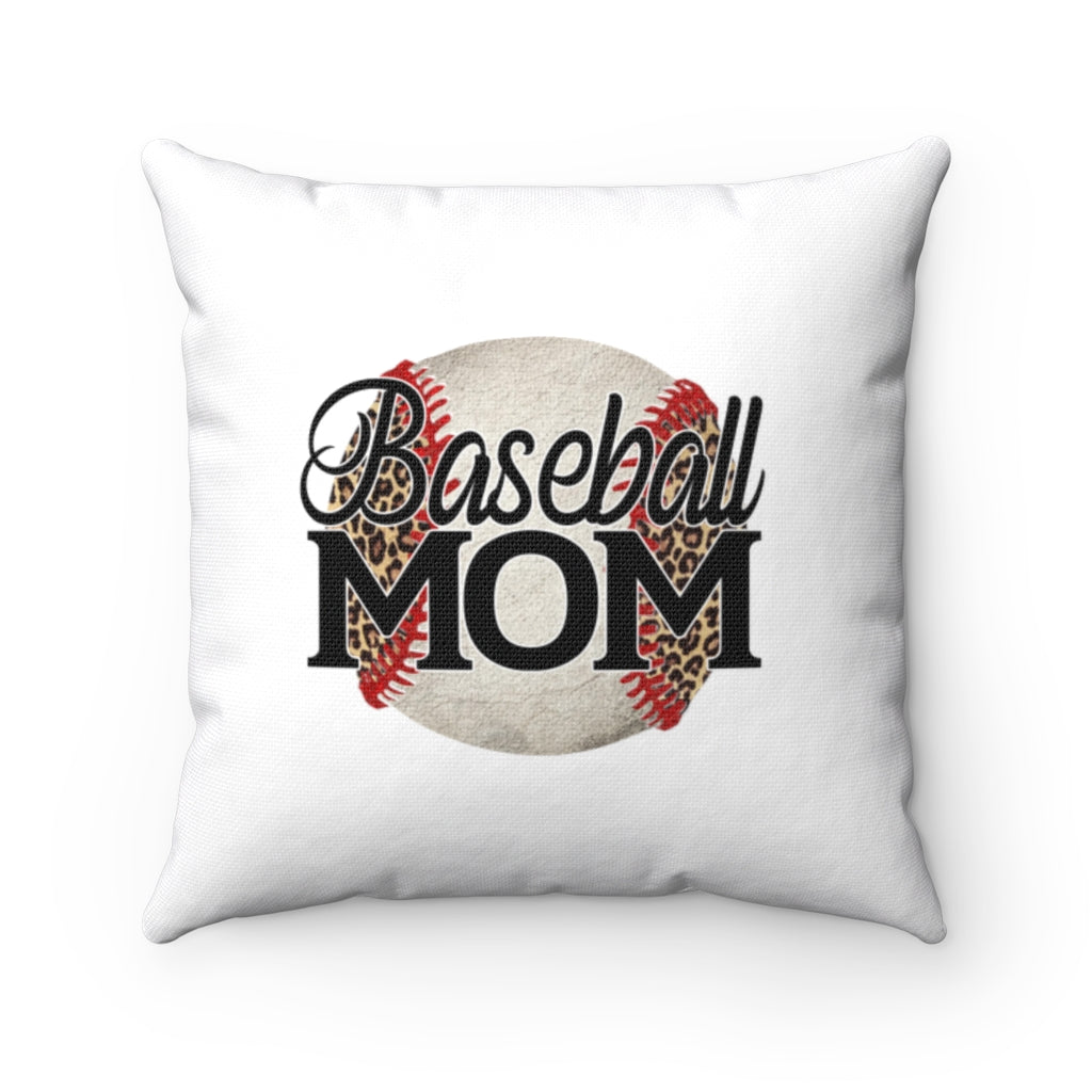 Baseball Mom Leopard Polyester Square Pillow