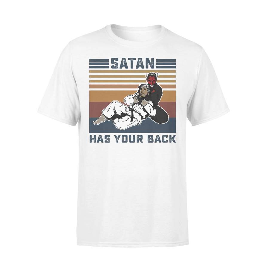 Jiu Jitsu Satan Has Your Back Vintage Retro T-Shirt