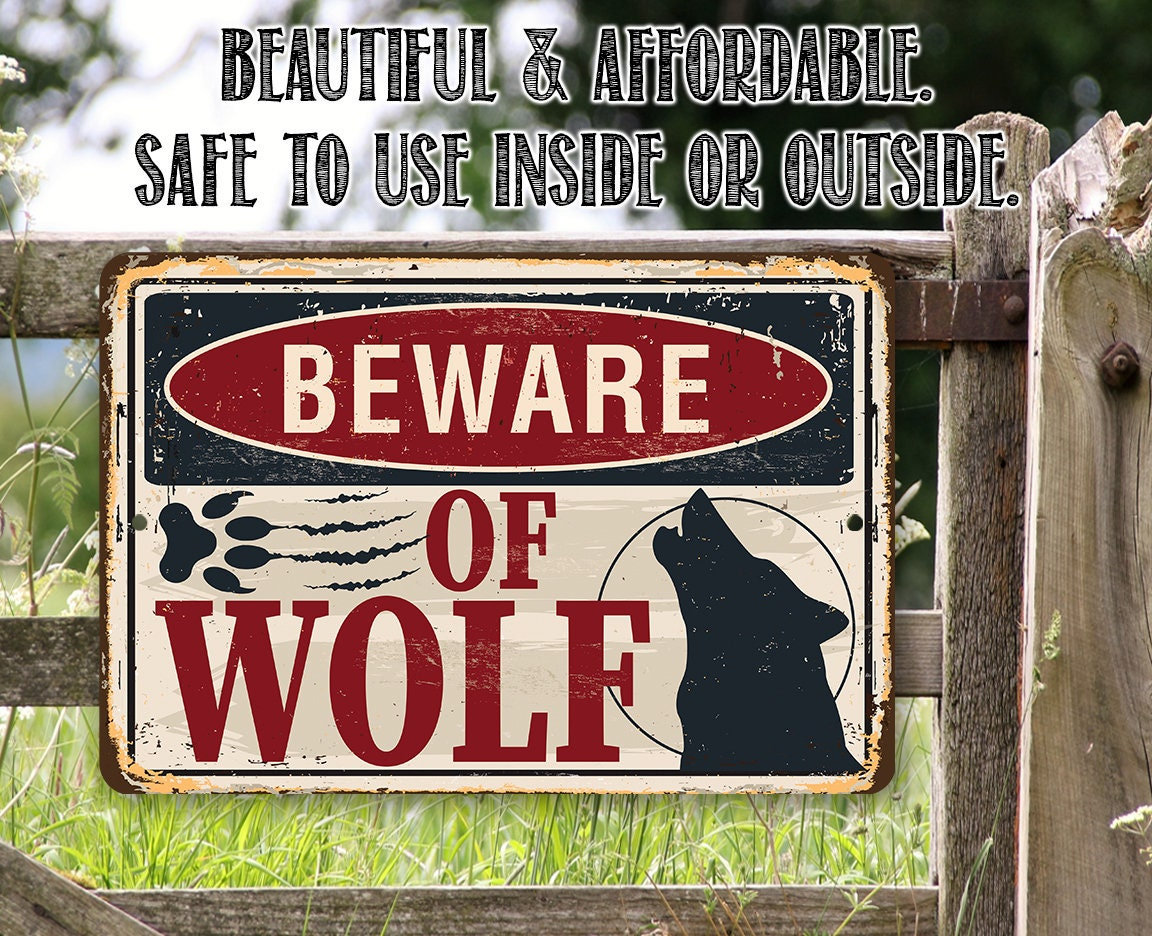 Beware of Wolf – 8″ x 12″ or 12″ x 18″ Aluminum Tin Awesome Metal Poster