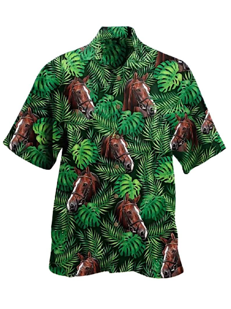 Horse Green Brown Best Design Hawaii Shirt Ha83944