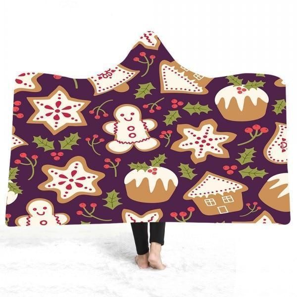 X-Mas Cookies Hooded Blanket Christmas Decoration Ideas