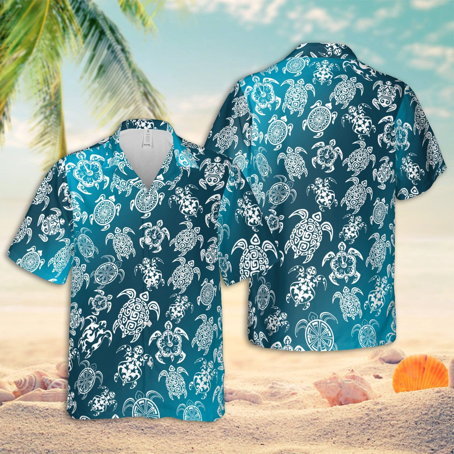 Blue Sea Turtle Honu Hawaii Aloha Shirts Dh Ha9833