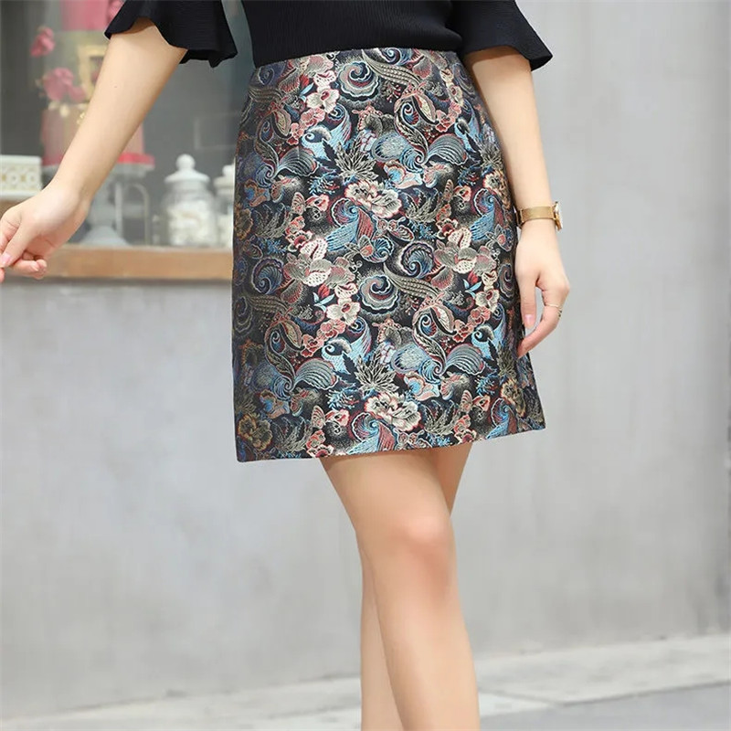 Vintage Embroidered Flowers Skirt Spring Autumn Elegant Office Worker Skirt Casual Zipper High Quality Mini Party Skirts Women alx