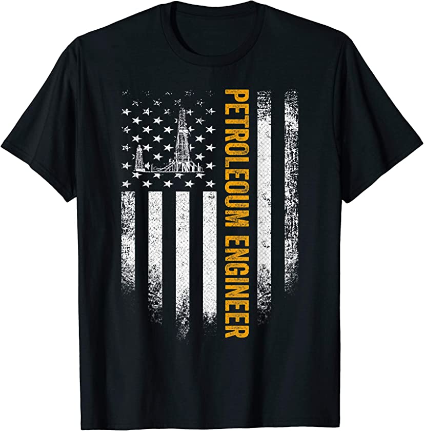 Vintage USA Petroleum Engineer American Flag Patriotic Gift T-Shirt