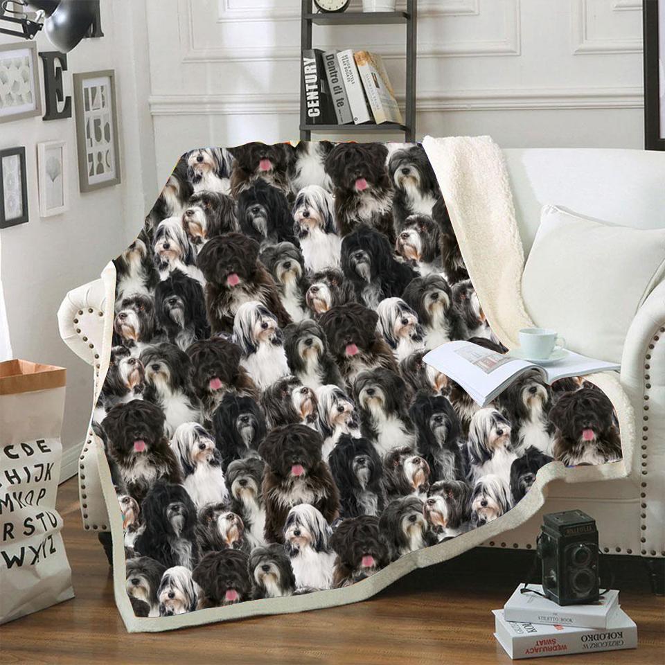 Tibetan Terrier A Bunch Of Dogs Dog Blanket Design Dog Face Printed Blanket