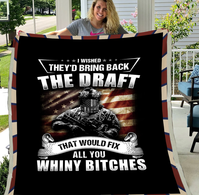 Army American Veteran Gift Blanket, Soldier Fleece Blanket, Veteran Army Gift