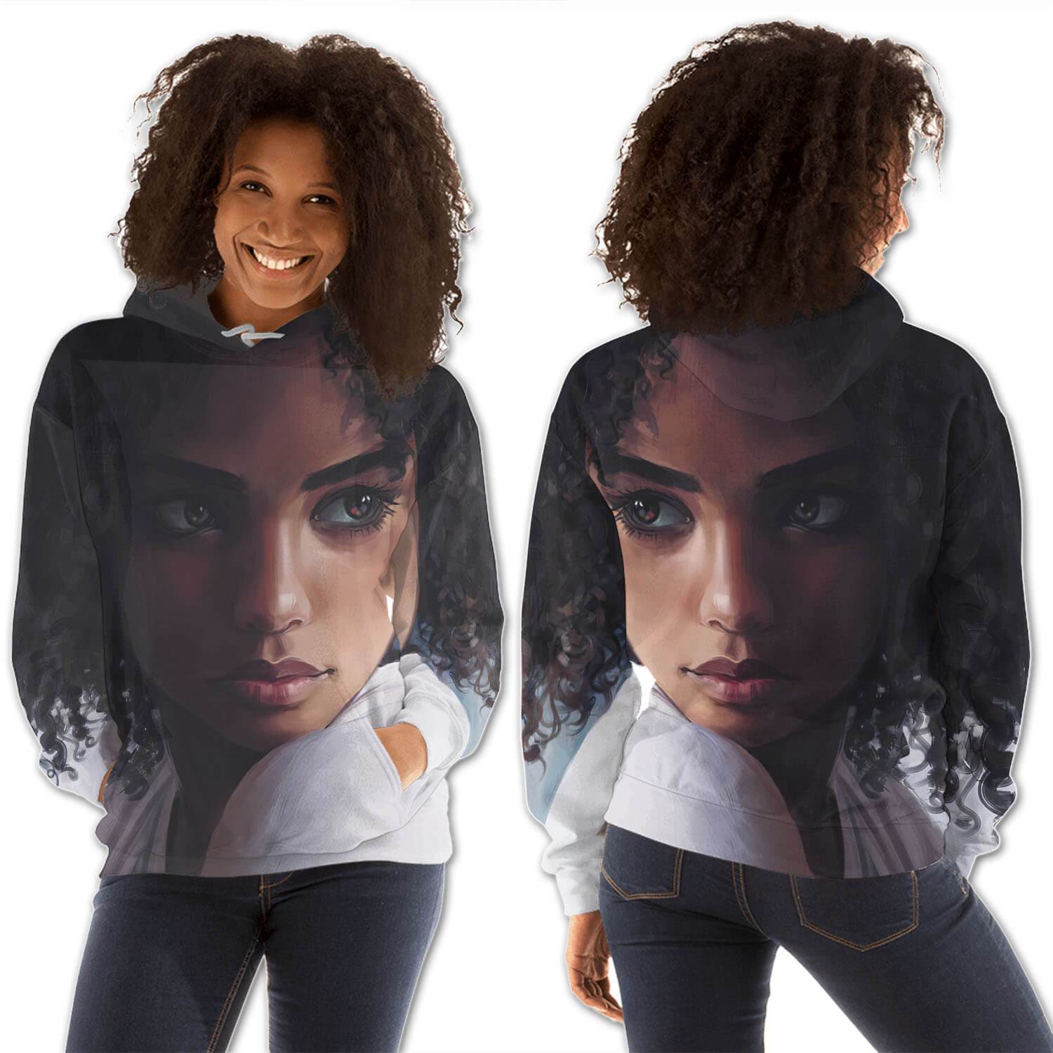 African American Hoodies Beautiful Black Afro Girls All Over Print Womens Hooded Sweatshirt African Fashion Styles BPS57015