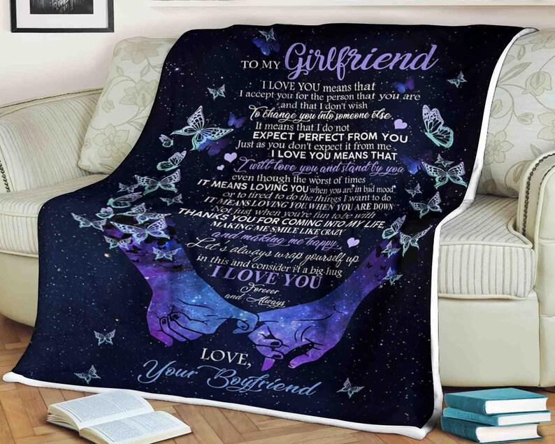 To My Girlfriend I Do Not Expect Perfect From You Fleece Blanket Gift For Family,Birthday,Girlfriend,Couple,Gift Home Decor Bedding Couch Sofa Soft And Comfy Cozy