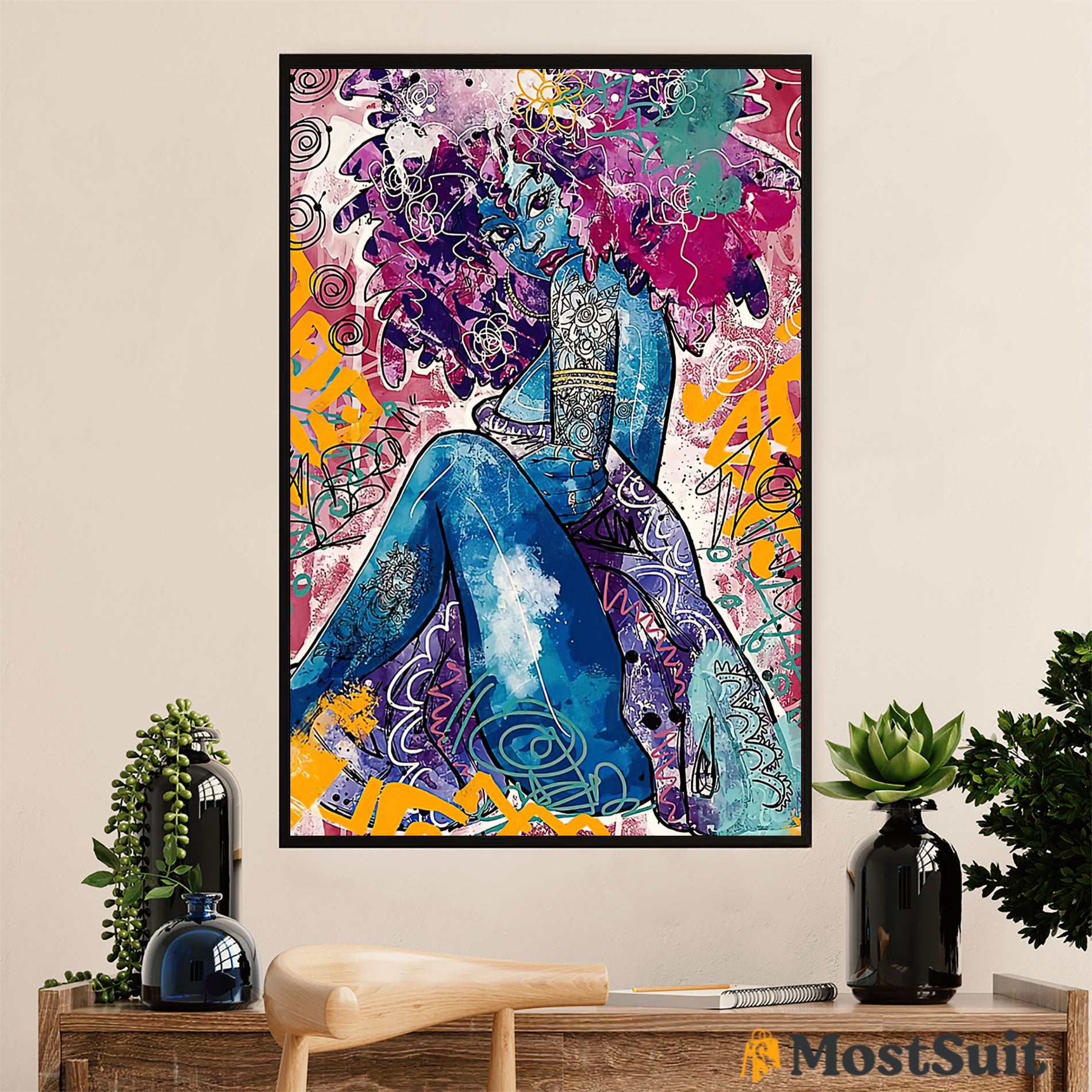 African American Afro Poster | Gift For Black Girl | Juneteenth Day Room Wall Art – Pretty Black Woman