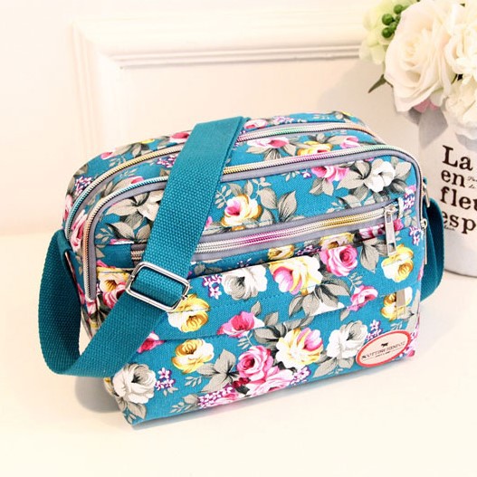 Fashion Floral Multicolor Printed Canvas Ladies Messenger Bag Trend Shoulder Bag Nylon Casual Messenger Bag Elder Gift alx