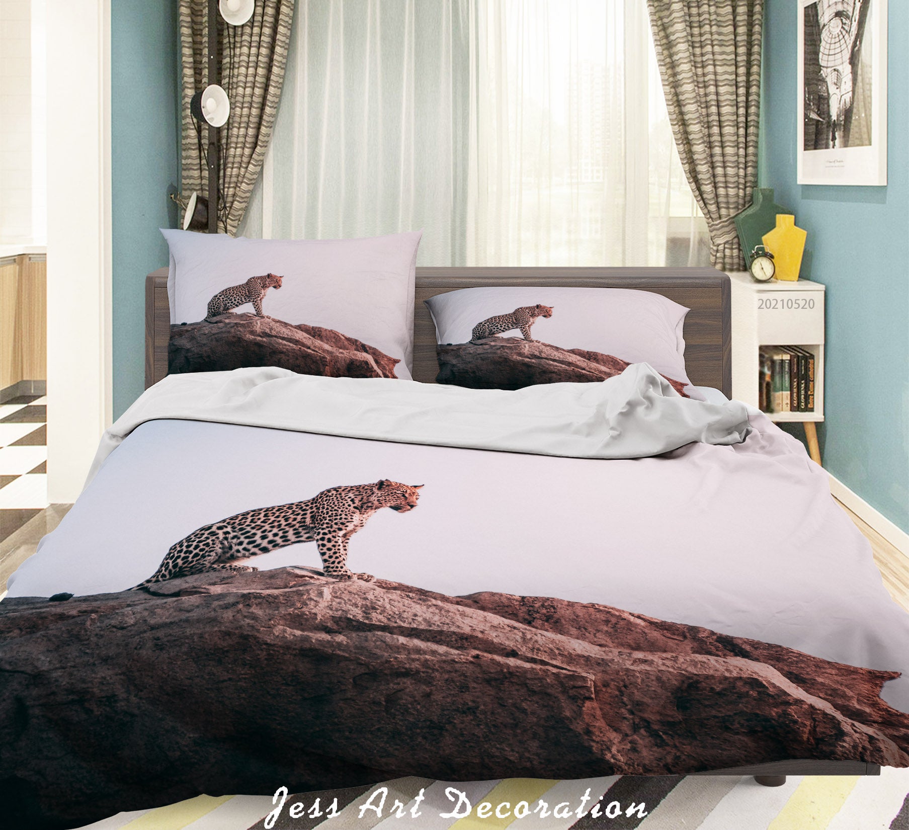 3D Leopard Rock Landscape Quilt Cover Set Bedding Set Duvet Cover Pillowcases 30