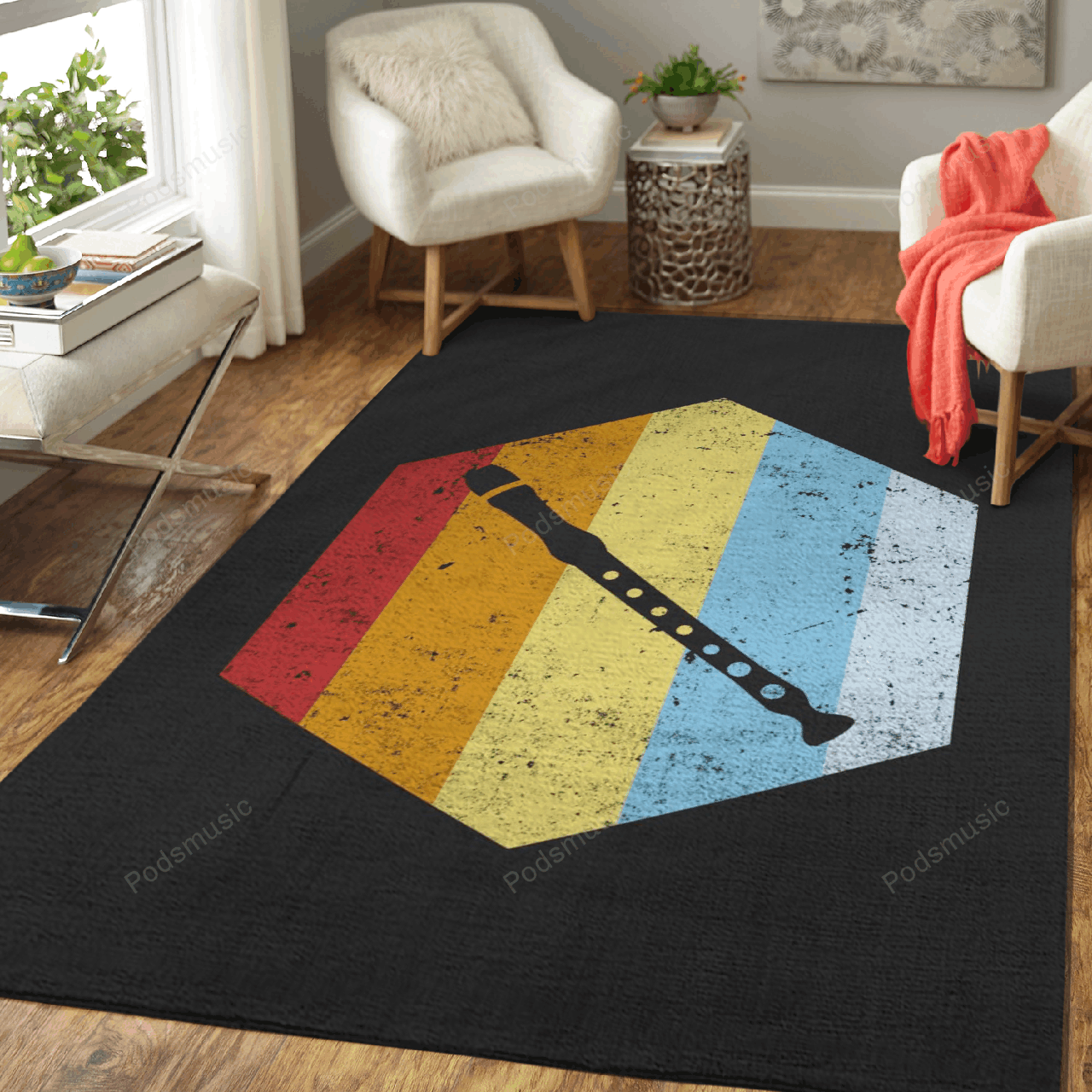 Flute Vintage – Music Art For Fans Area Rug Carpet